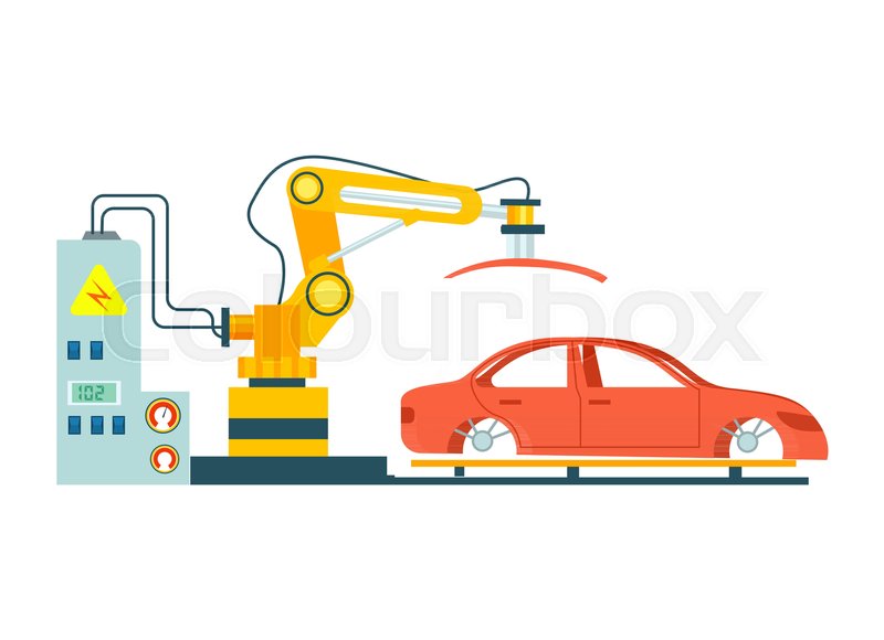 800x580 Modern Conveyor For Assembly Of Cars Stock Vector Colourbox