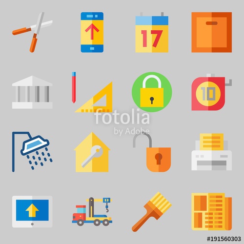 500x500 Icons Set About Real Assets With Switch Off, Pruners And Shower