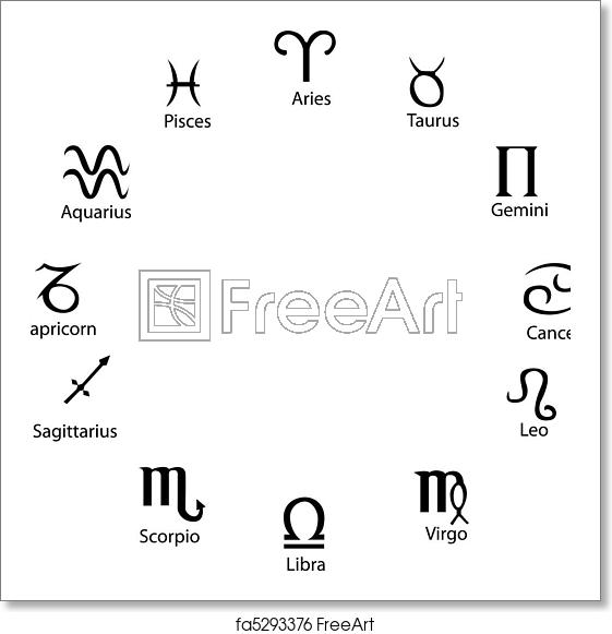 561x581 Free Art Print Of Astrology Symbols, Full Vector, Great