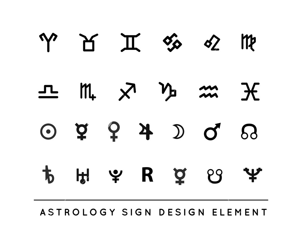 1000x807 Astrological Sign Zodiac And Planet Vector Set Illustration