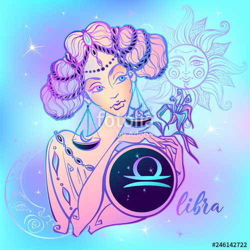 500x500 Zodiac Sign Libra A Beautiful Girl Horoscope Astrology Vector