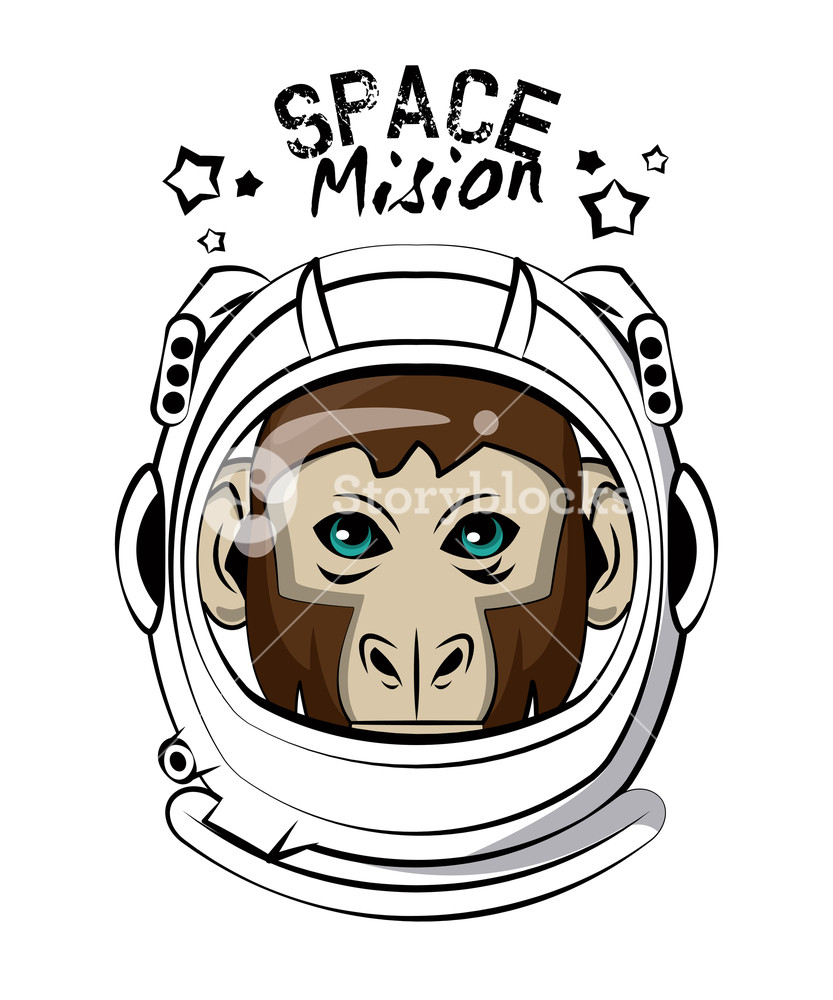 833x1000 Cool Monkey On Astronaut Helmet Vector Clothing Design Royalty