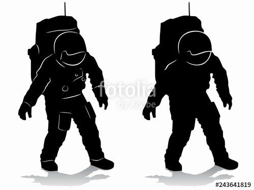 500x375 Silhouette Of Astronaut, Vector Drawing Stock Image And Royalty
