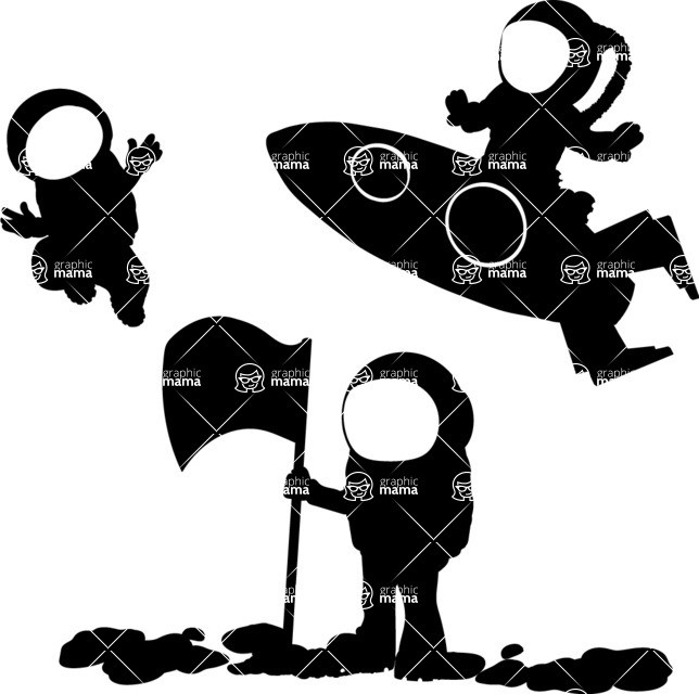 644x640 Vector Astronauts Silhouettes In Space Graphicmama