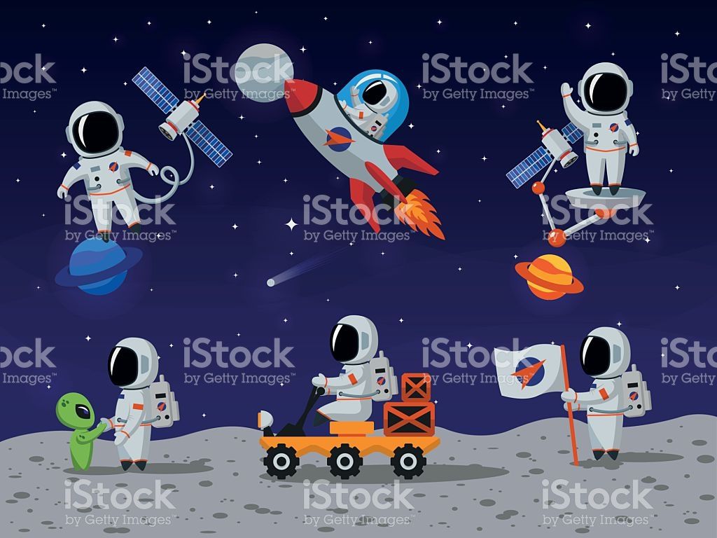 1024x768 Astronauts Vector Characters Set In Flat Cartoon Style Astronaut