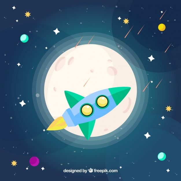 626x626 Rocket Background And Moon With Stars In Flat Design Free Vector