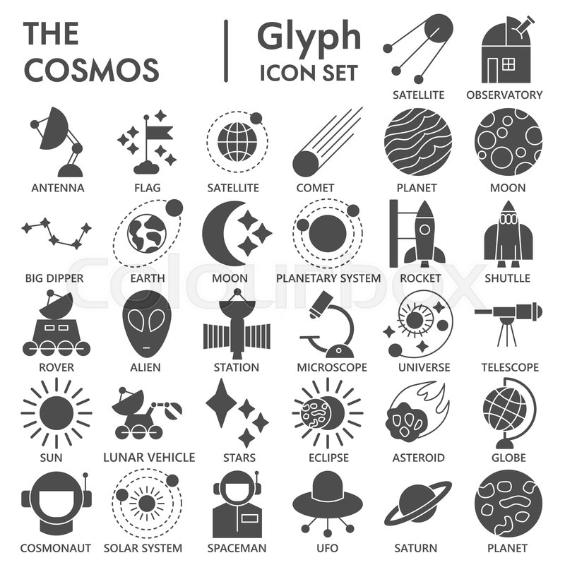 Space Glyph Signed Icon Set, Astronomy Stock Vector Colourbox 800x800 Space Glyph Signed Icon Set, Astronomy Stock Vector Colourbox