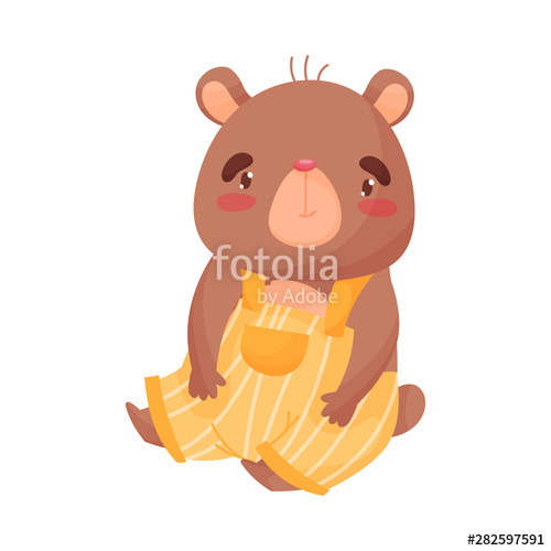 500x500 Cute Little Bear Is Sitting Vector Illustration On White