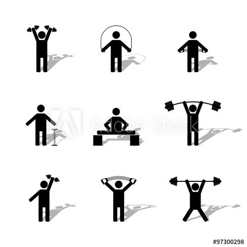 500x500 Set Athlete Silhouettes, Vector Illustration