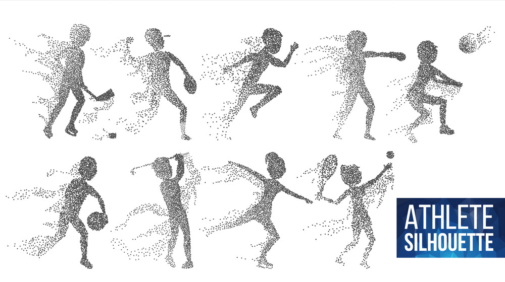 1000x560 Athlete Silhouette Set Vector Sport Dynamic Players In Action