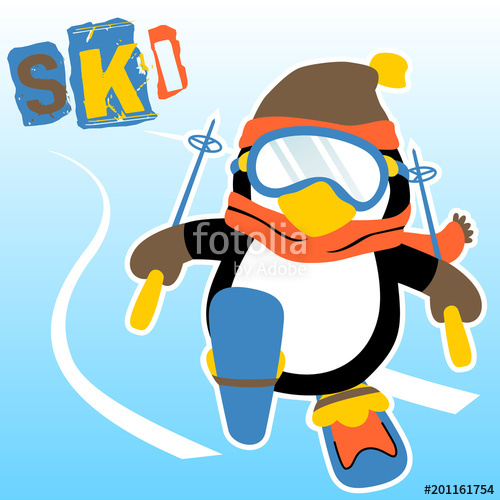 Penguin The Best Ski Athlete, Vector Cartoon Illustration Stock 500x500 Penguin The Best Ski Athlete, Vector Cartoon Illustration Stock