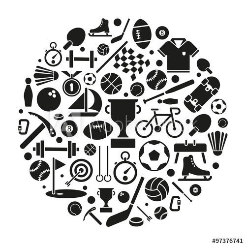 500x500 Sports Symbols Vector Illustration Variety Of Sports Equipment