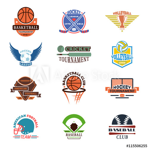 Template Logos For Sports Teams With Different Balls And Symbols 500x500 Template Logos For Sports Teams With Different Balls And Symbols
