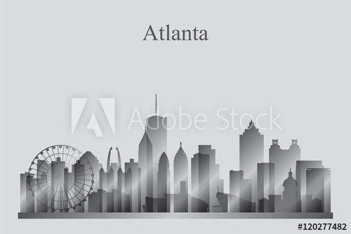 500x334 Atlanta City Skyline Silhouette In Grayscale