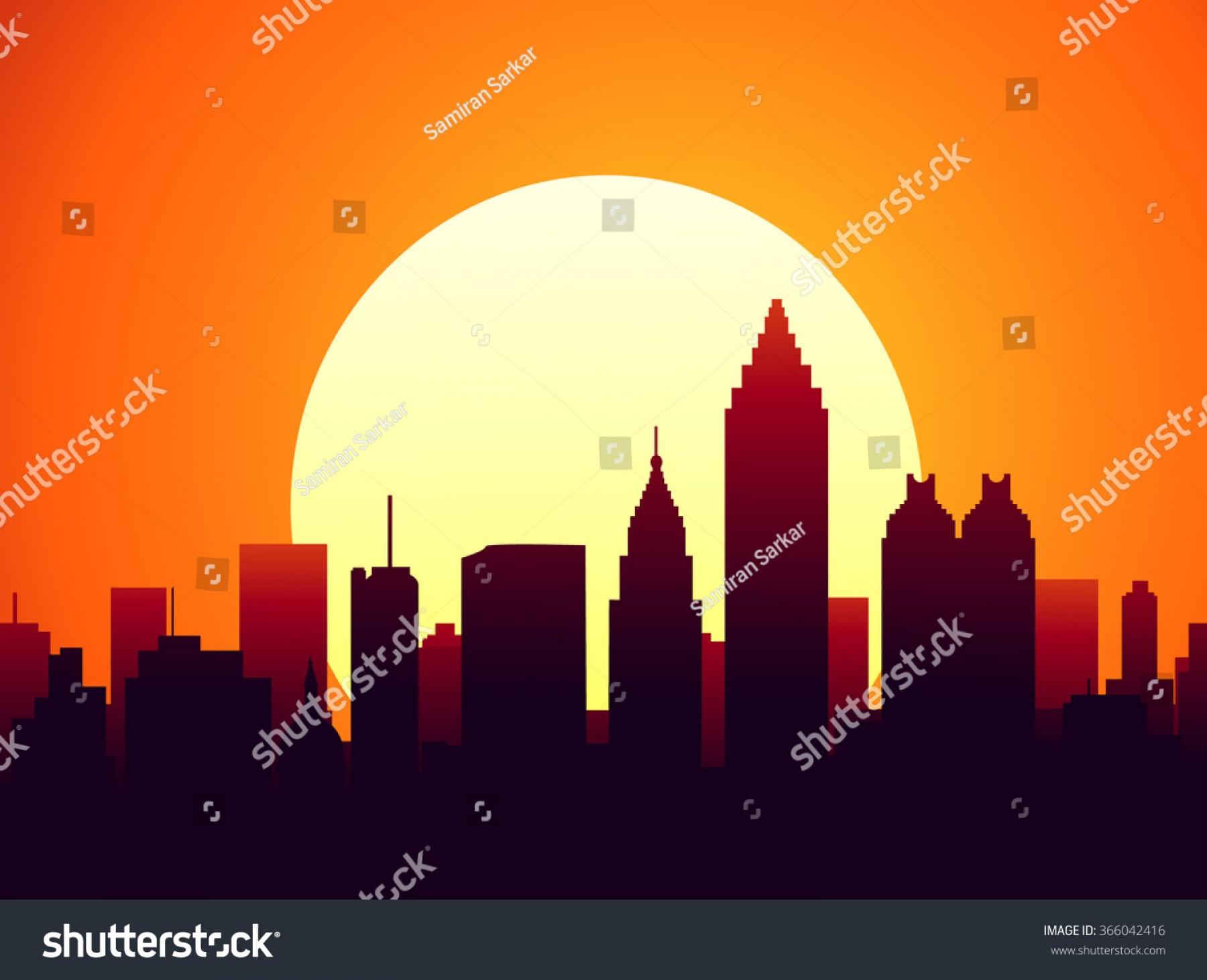 1800x1462 Best Free Atlanta Sunset City Skyline Vector Drawing
