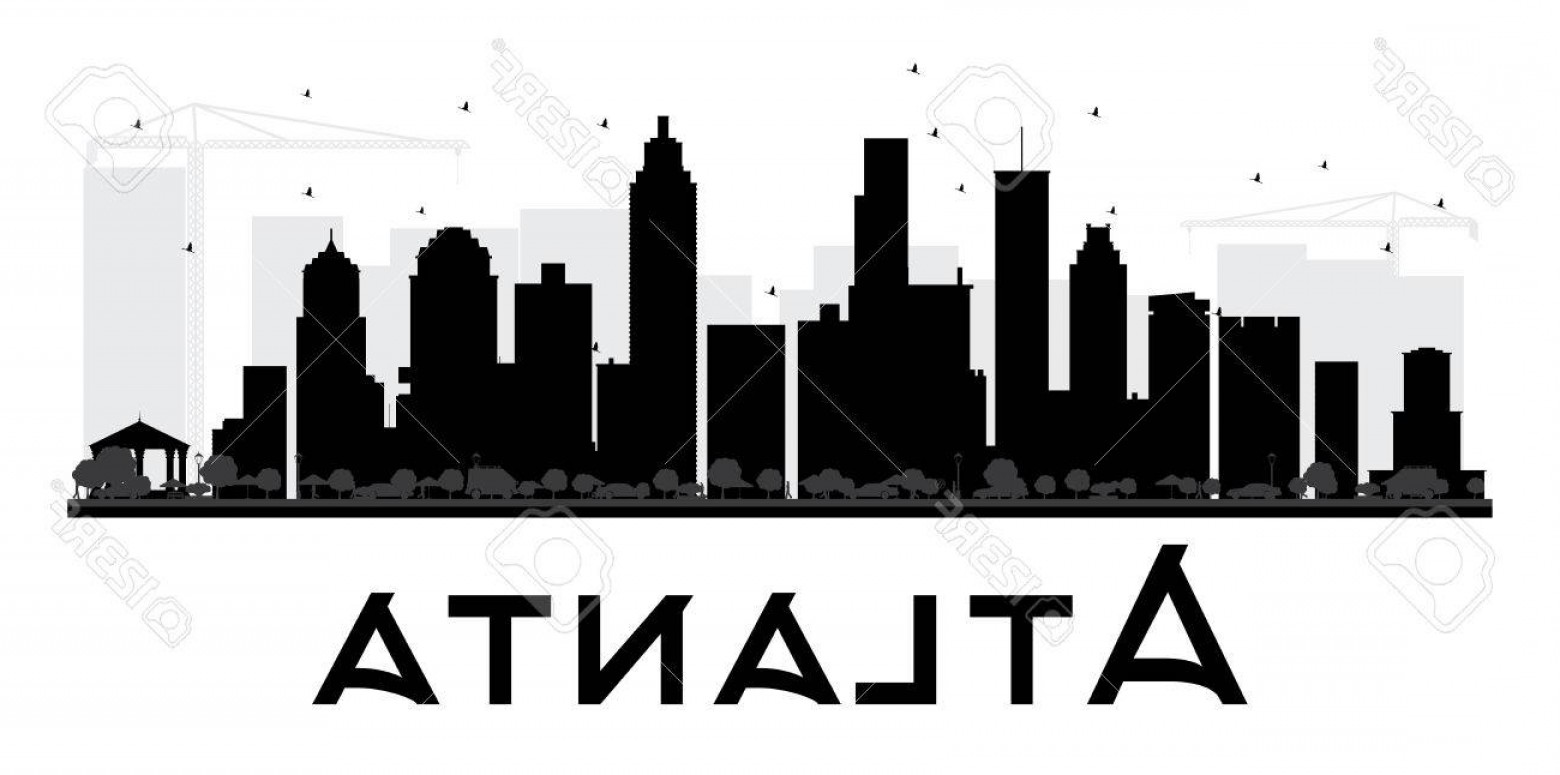 1560x775 Photostock Vector Atlanta City Skyline Black And White Silhouette