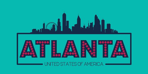 589x295 Atlanta Skyline Silhouette Poster Vector Premium Clipart