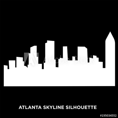 500x500 White Atlanta Skyline Silhouette On Black Background