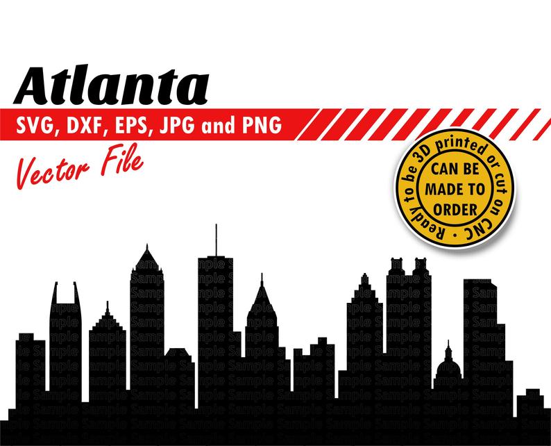 794x642 Atlanta Skyline Silhouette Dxf Png Digital Etsy