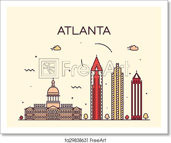 560x470 Free Art Print Of Atlanta Skyline Trendy Vector Illustration