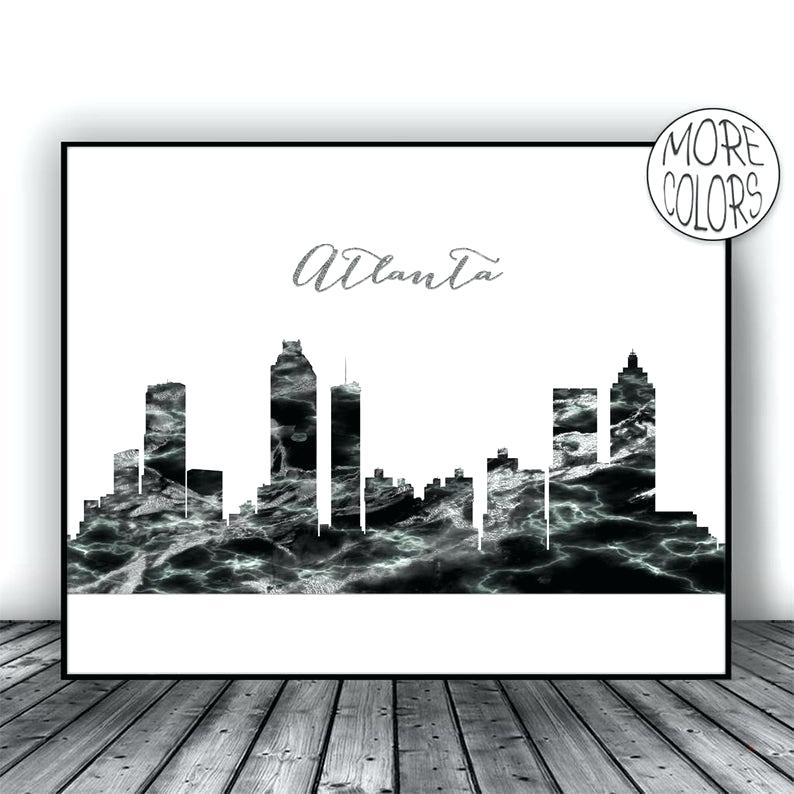 794x794 Image Atlanta Skyline Art Framed Night