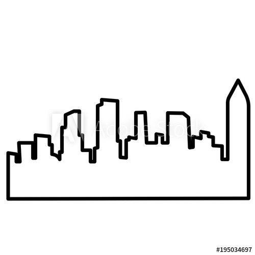500x500 Atlanta Skyline Silhouette Outline On White Background