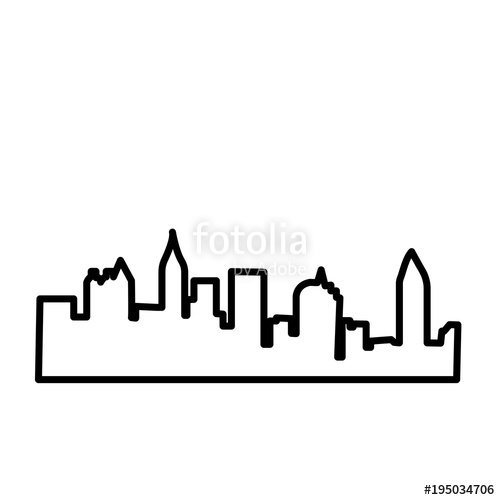 500x500 Atlanta Skyline Silhouette Outline On White Background Stock