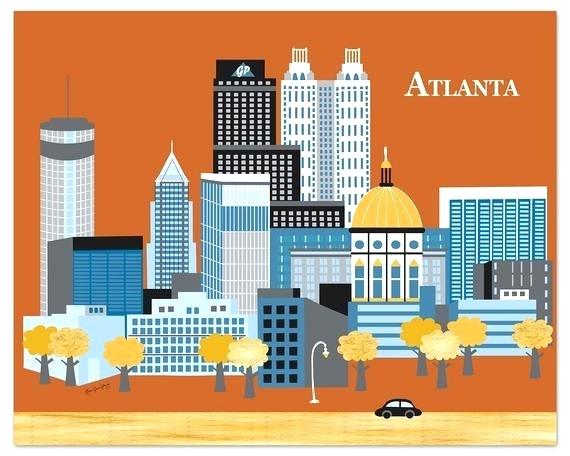 570x456 Atlanta Skyline Art Vector Print Map