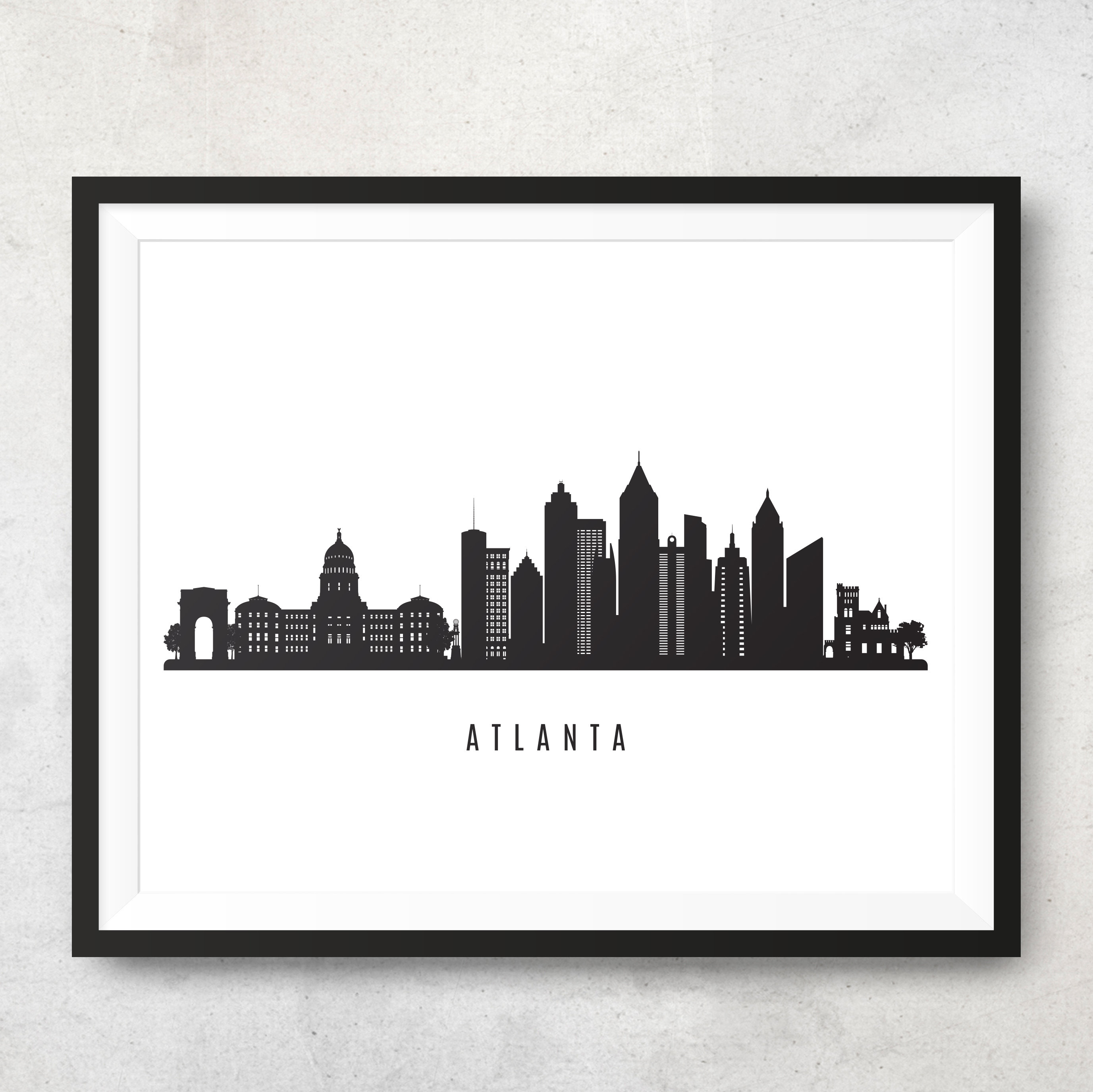 2753x2752 Atlanta Skyline Printable Atlanta Georgia Black White Wall Etsy