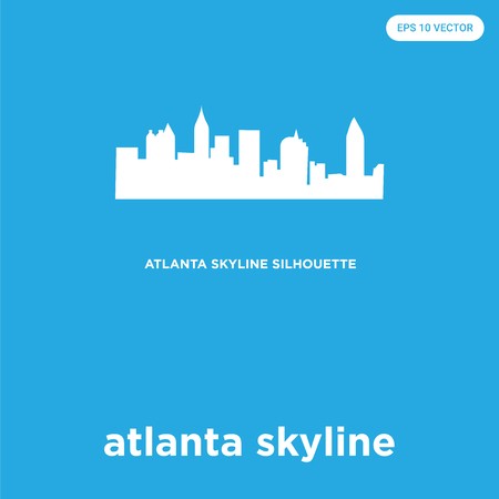 Atlanta Skyline Vector Icon Isolated On Blue Background, Sign 450x450 Atlanta Skyline Vector Icon Isolated On Blue Background, Sign
