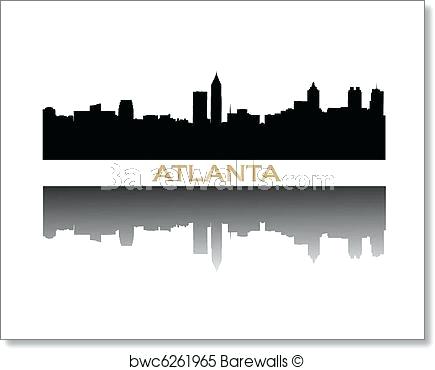 Atlanta Skyline Art Vector Print Map 435x370 Atlanta Skyline Art Vector Print Map