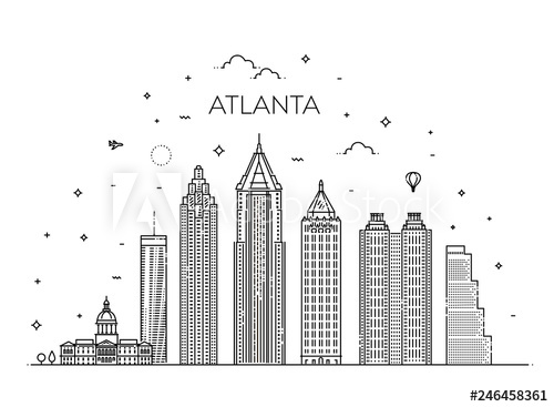 Atlanta Architecture Line Skyline Illustration Linear Vector 500x367 Atlanta Architecture Line Skyline Illustration Linear Vector