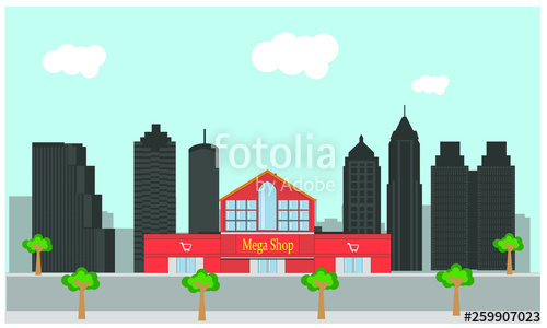 500x300 Vector Of Shopping Center In Atlanta City In United States Stock