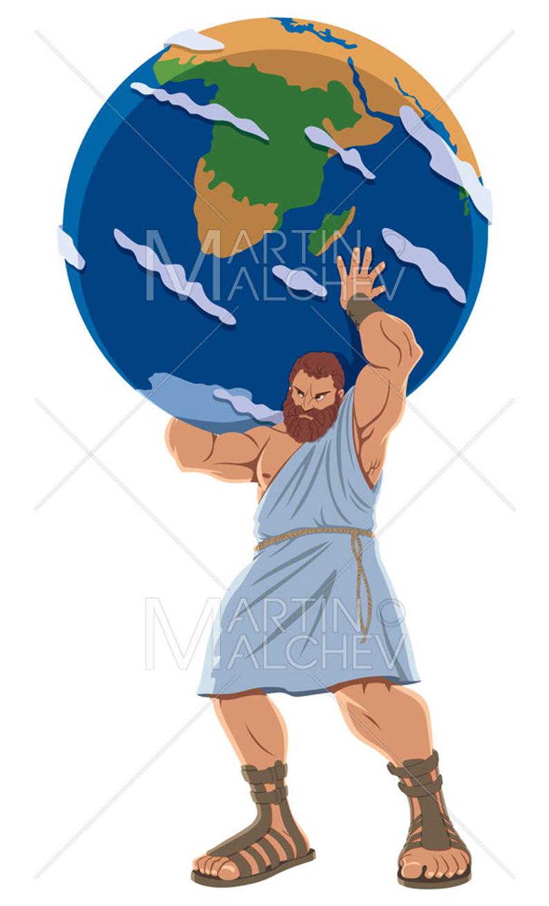 794x1311 Atlas On White Vector Illustration Shrug Titan Giant Etsy