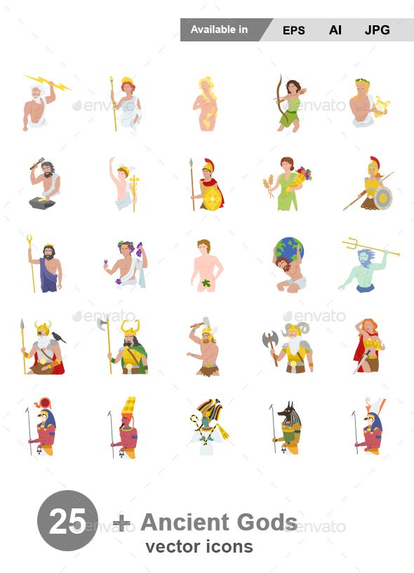 590x816 Ancient Gods Colors Vector Icons Fully Customisable Set Of Icons