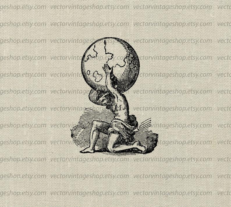 794x713 Atlas Myth Vector Clip Art Graphic Instant Download Ancient Etsy