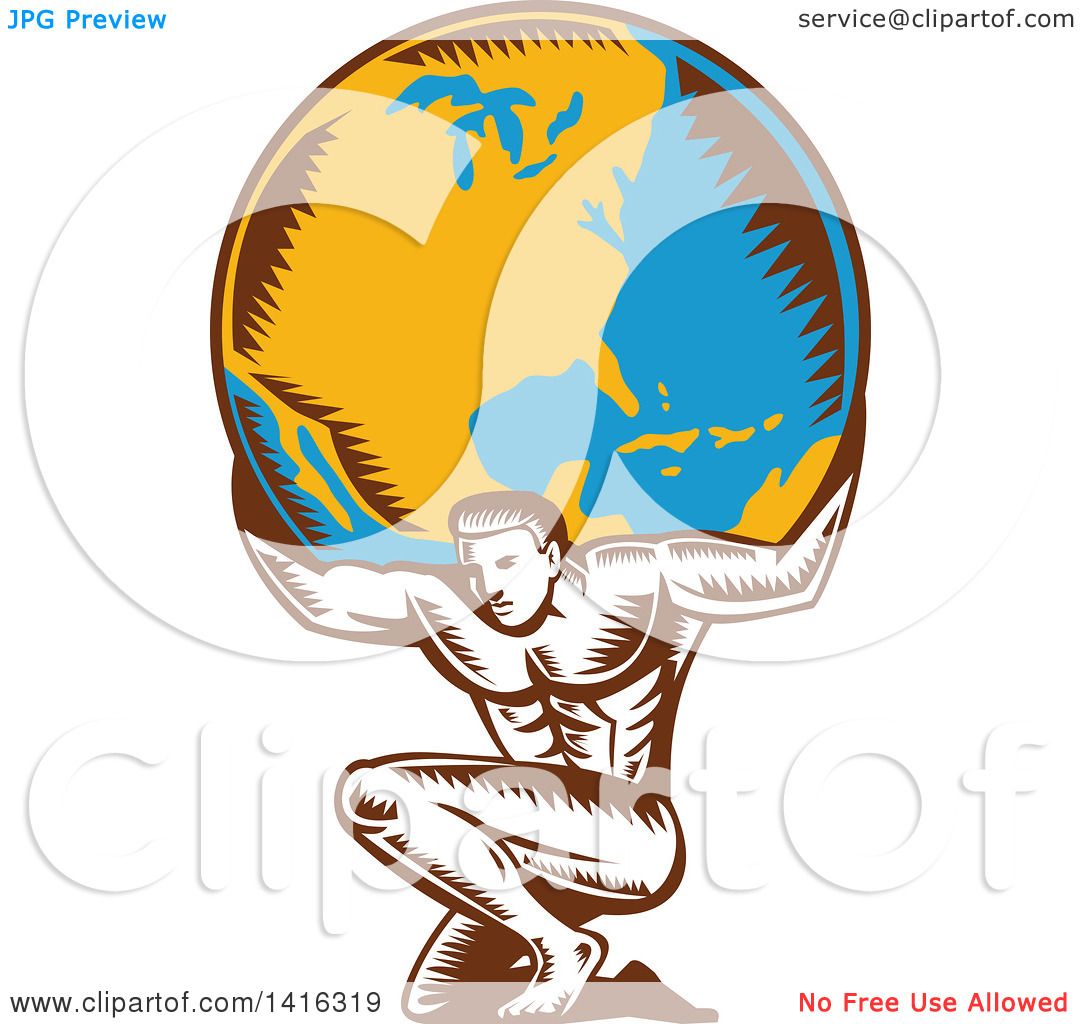 Clipart Of A Retro Woodcut Strong Man, Atlas, Kneeling And Holding 1080x1024 Clipart Of A Retro Woodcut Strong Man, Atlas, Kneeling And Holding