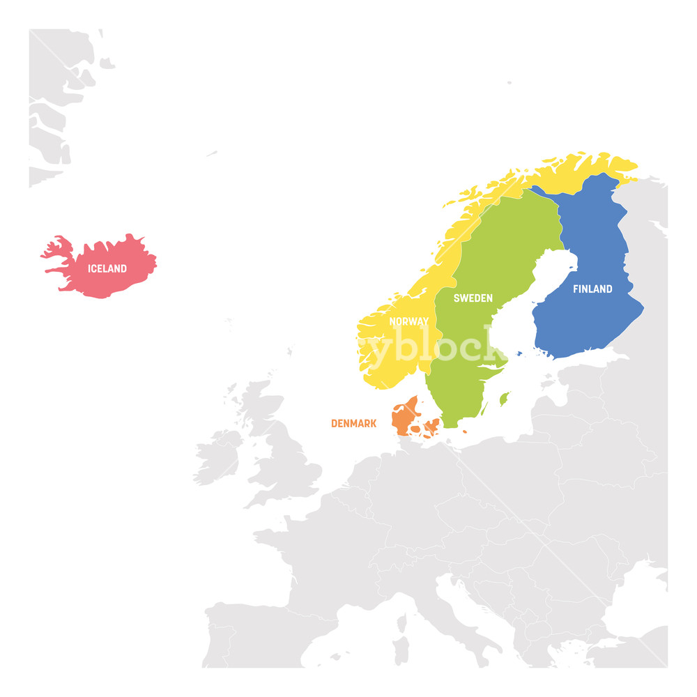 North Europe Region Colorful Map Of Countries Of Scandinavia 1000x1000 North Europe Region Colorful Map Of Countries Of Scandinavia