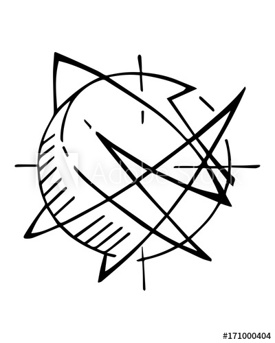 Abstract Planet Or Atom Symbol Vector Ink Illustration 400x500 Abstract Planet Or Atom Symbol Vector Ink Illustration