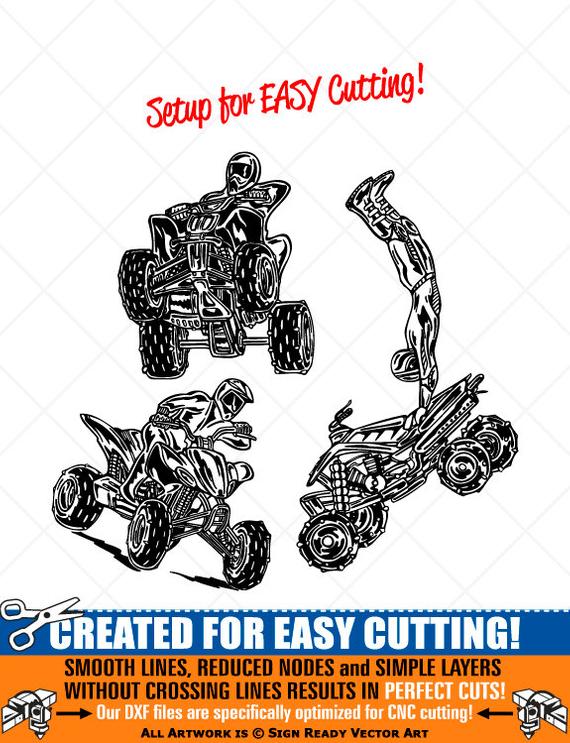 570x743 Atv Riders Clipart Vector Clip Art Graphics Digital Download Etsy