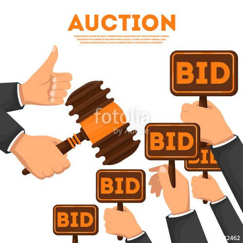 Auction Public Sale Poster With Human Hands Holding Bid Signs 500x500 Auction Public Sale Poster With Human Hands Holding Bid Signs