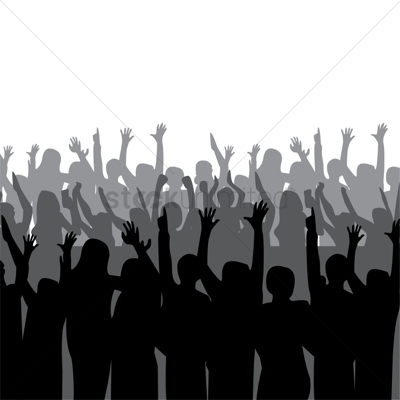 1300x1299 Silhouette Of Crowd Cheering Vector Image