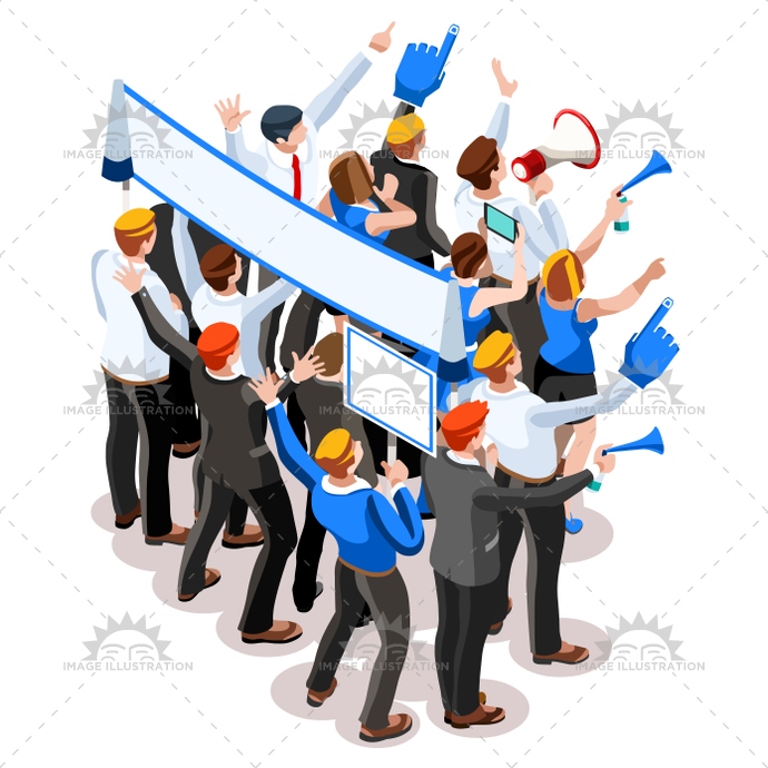 690x690 Election Infographic Speaker Audience Vector Isometric People