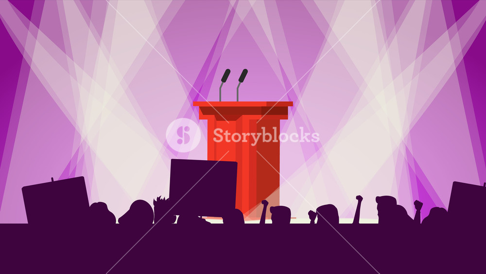 1000x563 Political Meeting Audience Vector Empty Tribune People Crowd