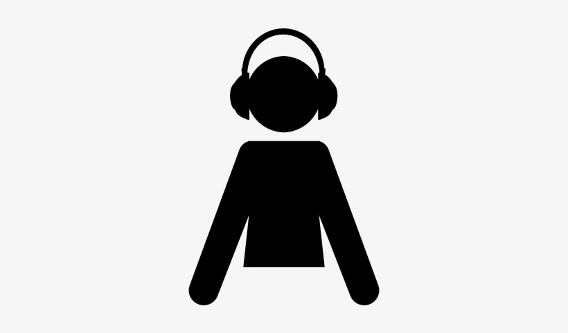 820x481 Male Cartoon Silhouette With Headphones Vector