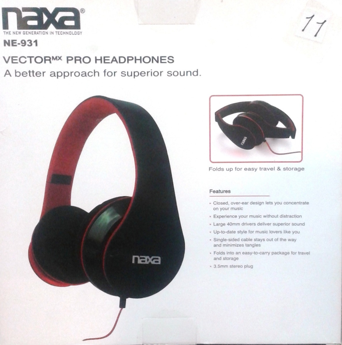 1187x1200 Audifonos Naxa Vector Mx Nuevo Color Negro Con Rojo