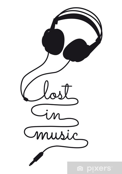 490x700 Lost In Music, Vector Headphone Wall Mural