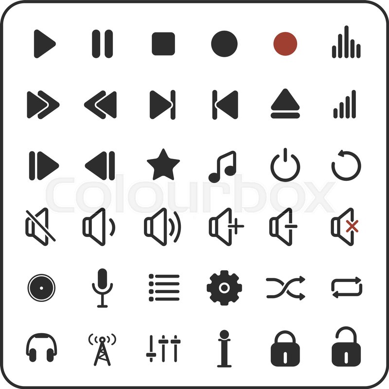 Sound Icons And Sound Buttons, Audio Stock Vector Colourbox 800x800 Sound Icons And Sound Buttons, Audio Stock Vector Colourbox