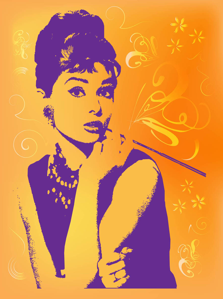 900x1209 Audrey Hepburn Vector Trace