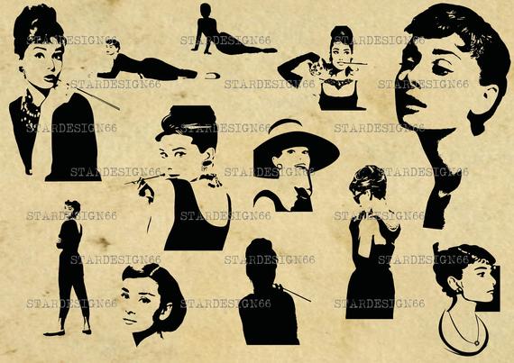 570x403 Digital Png Audrey Hepburn Silhouette Vector Etsy